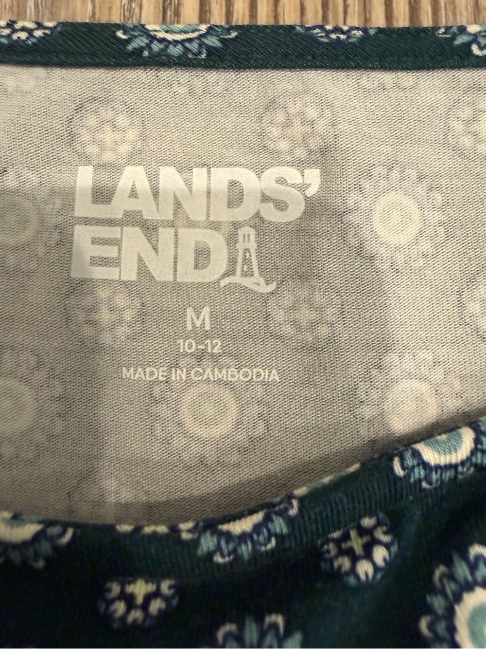 Lands' End Green Polka Dot Cotton Modal Boatneck Tie Waist Dress Size Medium - Picture 7 of 9